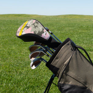 Pink and Green Camouflage Your name Personalise Golf Head Cover