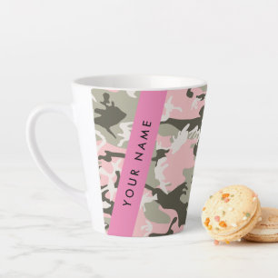 Pink and Green Camouflage Your name Personalise Latte Mug