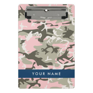 Pink and Green Camouflage Your name Personalise Mini Clipboard