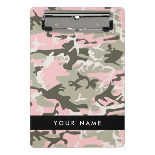 Pink and Green Camouflage Your name Personalise Mini Clipboard