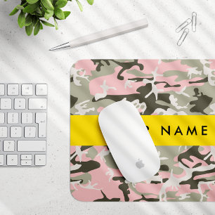 Pink and Green Camouflage Your name Personalise Mouse Pad
