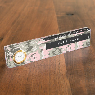 Pink and Green Camouflage Your name Personalise Nameplate