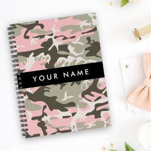 Pink and Green Camouflage Your name Personalise Notebook