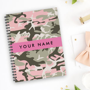 Pink and Green Camouflage Your name Personalise Notebook