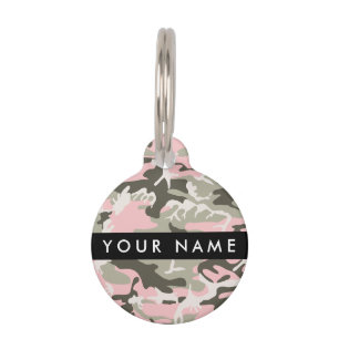Pink and Green Camouflage Your name Personalise Pet Tag