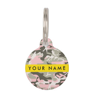 Pink and Green Camouflage Your name Personalise Pet Tag