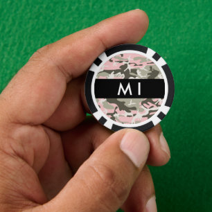 Pink and Green Camouflage Your name Personalise Poker Chips