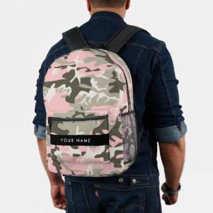 Pink and Green Camouflage Your name Personalise Printed Backpack
