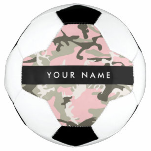 Pink and Green Camouflage Your name Personalise Soccer Ball