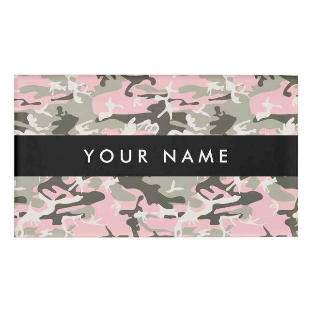 Pink and Green Camouflage Your name Personalise Tag (Front)