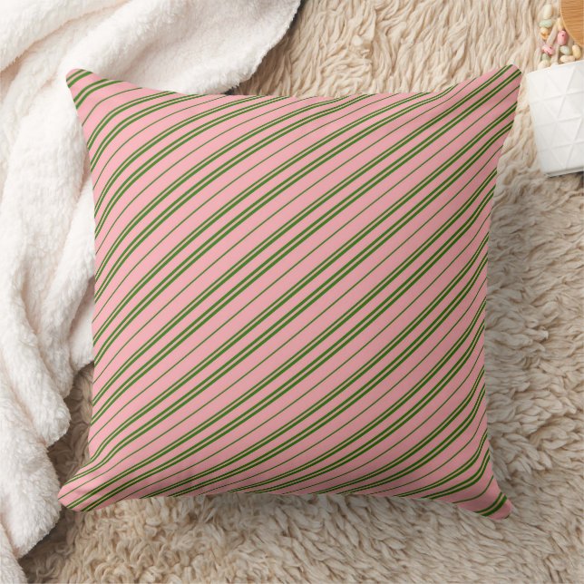 Pink and Green Candy Cane Stripes  Cushion (Blanket)