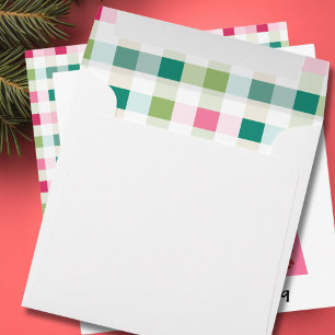 Pink and Green Chequered Christmas Envelope