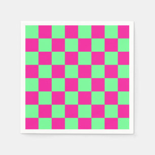 Pink and Green Chequered Print Napkin
