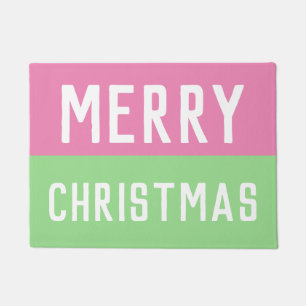 Pink and Green Christmas Doormat