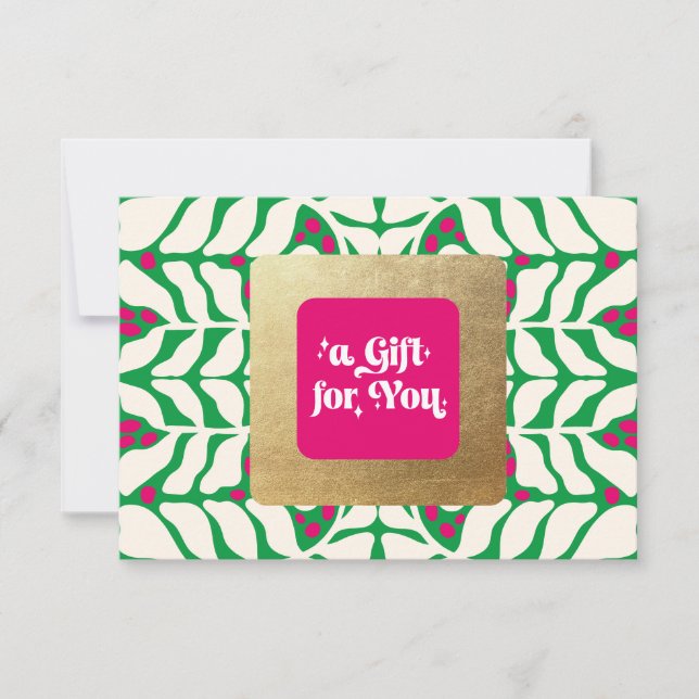 Pink and Green Christmas Gift Certificate (Front)