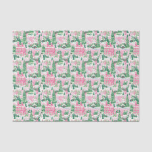 Pink and Green Christmas Houses Tissue Paper