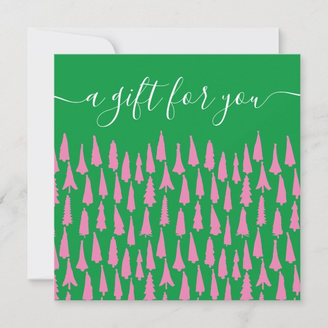 Pink and Green Christmas Trees Gift Certificate (Front)