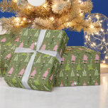 Pink and Green Christmas Trees Green Christmas Wrapping Paper<br><div class="desc">Introducing our Modern Christmas Wrapping Paper, a vibrant and playful addition to your holiday festivities. This wrapping paper features a lively green background adorned with a delightful pattern of super cute Christmas trees in shades of pink and green. Among these charming trees, you'll find whimsical snowflakes, gently falling snow, and...</div>