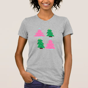 Pink and Green Christmas Trees  T-Shirt