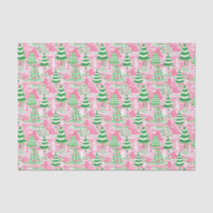 Pink and Green Christmas Trees Tissue Paper