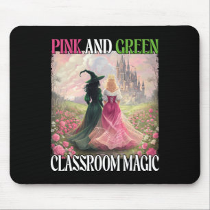 Pink And Green Clroom Magic Witch Halloween Teache Mouse Pad