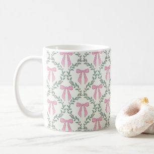 Pink and Green Coquette Bow Vines Glossy Mug