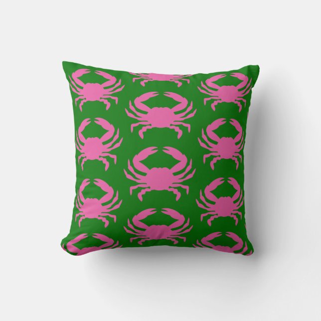Pink and Green Crab Cushion (Front)