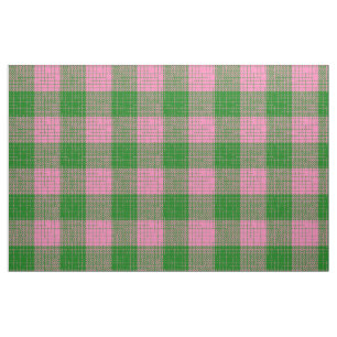 Pink and Green Crosshatch Chequered Pattern Fabric