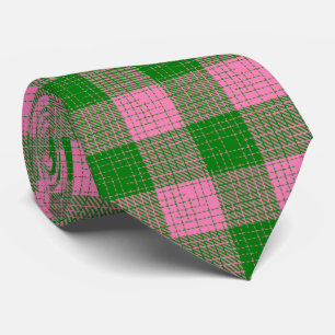 Pink and Green Crosshatch Chequered Pattern Tie