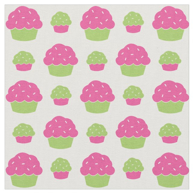 Pink and Green Cupcakes Fabric (Close Up)
