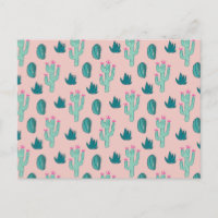 Pink and Green Cute Cactus Pattern