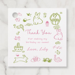 Pink and Green Easter 1st Birthday Thank You Favour Tags
