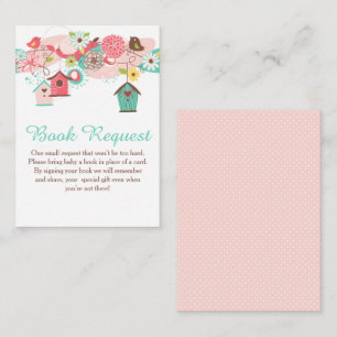 Pink and Green Floral Bird Houses Bridal Shower Enclosure Card