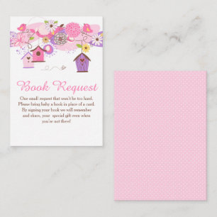 Pink and Green Floral Bird Houses Bridal Shower Enclosure Card