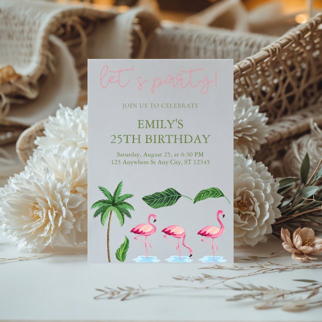 Pink and green Floral Birthday  Invitation (Creator Uploaded)