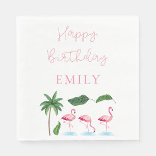 Pink and green Floral Birthday Napkin