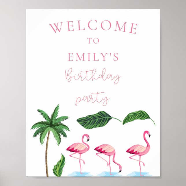 Pink and green Floral Birthday Poster (Front)