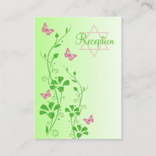 Pink and Green Floral Butterflies Enclosure Card