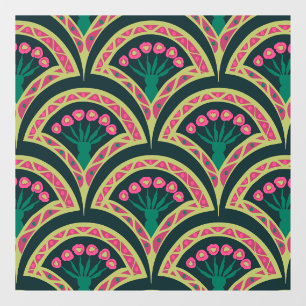 Pink and Green Floral Fan Pattern
