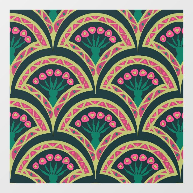 Pink and Green Floral Fan Pattern (Sheet)