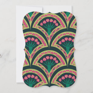 Pink and Green Floral Fan Pattern Card