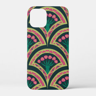 Pink and Green Floral Fan Pattern iPhone 12 Mini Case