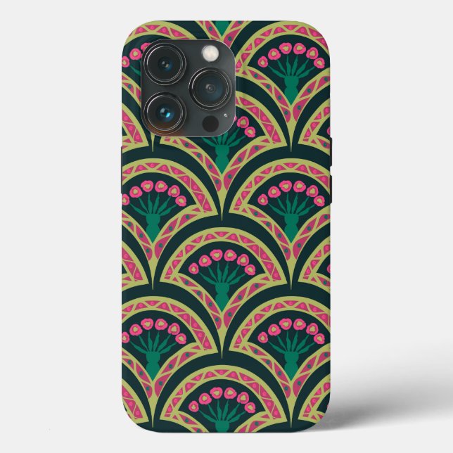 Pink and Green Floral Fan Pattern Case-Mate iPhone Case (Back)