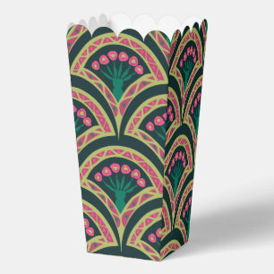 Pink and Green Floral Fan Pattern Favour Box