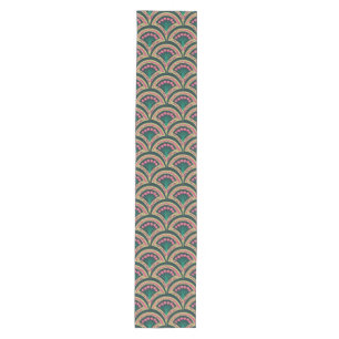 Pink and Green Floral Fan Pattern Medium Table Runner