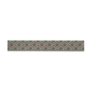 Pink and Green Floral Fan Pattern Wrap Around Label