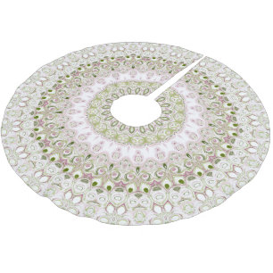 Pink and Green Floral Mandala Pattern Design Brushed Polyester Tree Skirt