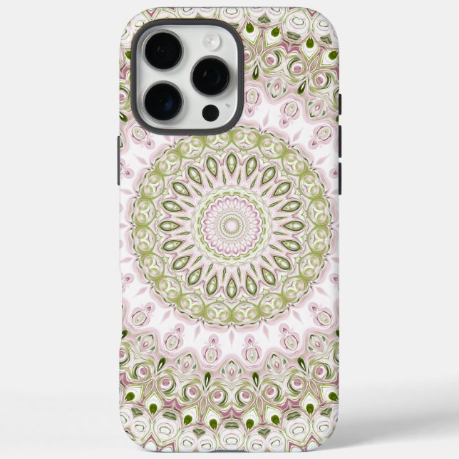 Pink and Green Floral Mandala Pattern Design Case-Mate iPhone Case (Back)