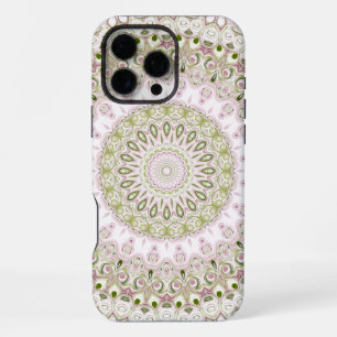 Pink and Green Floral Mandala Pattern Design iPhone 16 Pro Max Case