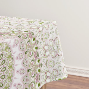 Pink and Green Floral Mandala Pattern Design Tablecloth